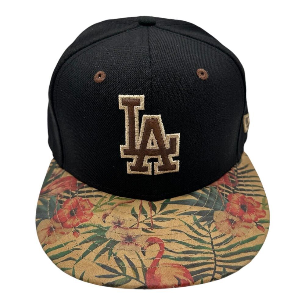 New Era 59Fifty‎ Los Angeles Dodgers Hat Cap Size 7 5/8 Hawaiian Floral Bill MLB